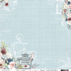 Papel Scrap - Coleção Blush - Floral Estilizado