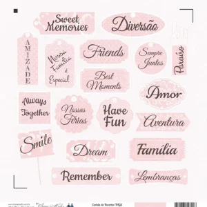 Papel Scrap - Coleção Básica Paris - Silhouette Cartela de Recortes TAGS