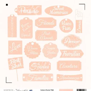 Papel Scrap - Coleção Básica Siena - Silhouette Cartela de Recortes TAGS