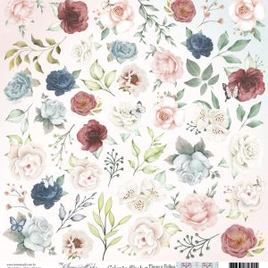 Papel Scrap - Coleção Blush - Flores e Folhas Recortes