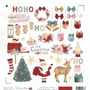 Papel Scrap - Coleção Santa Claus - Cartela de Recortes Elementos - Silhouette