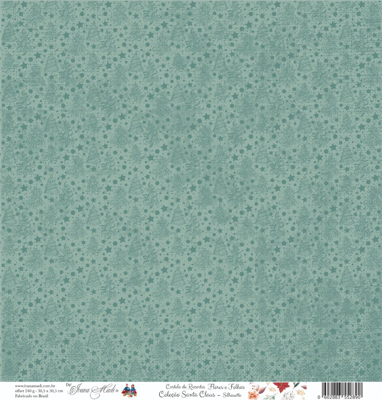 Papel Scrap - Coleção Santa Claus - Cartela de Recortes Flores e Folhas - Silhouette - Imagem 2