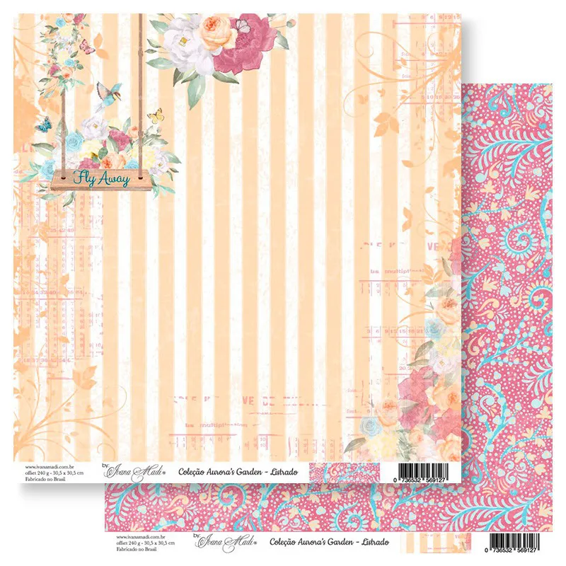 Papel scrap Coleção Aurora's Garden - Listrado