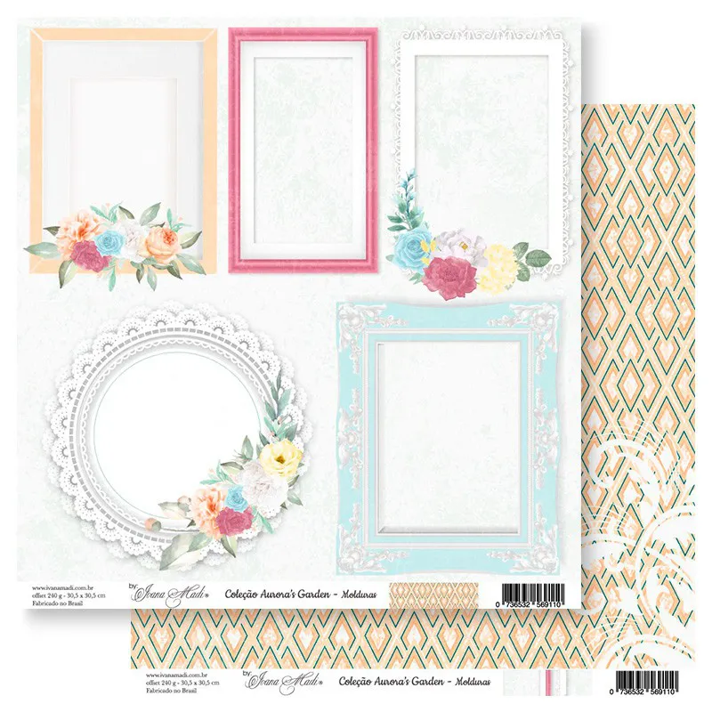 Papel scrap Coleção Aurora's Garden - Molduras