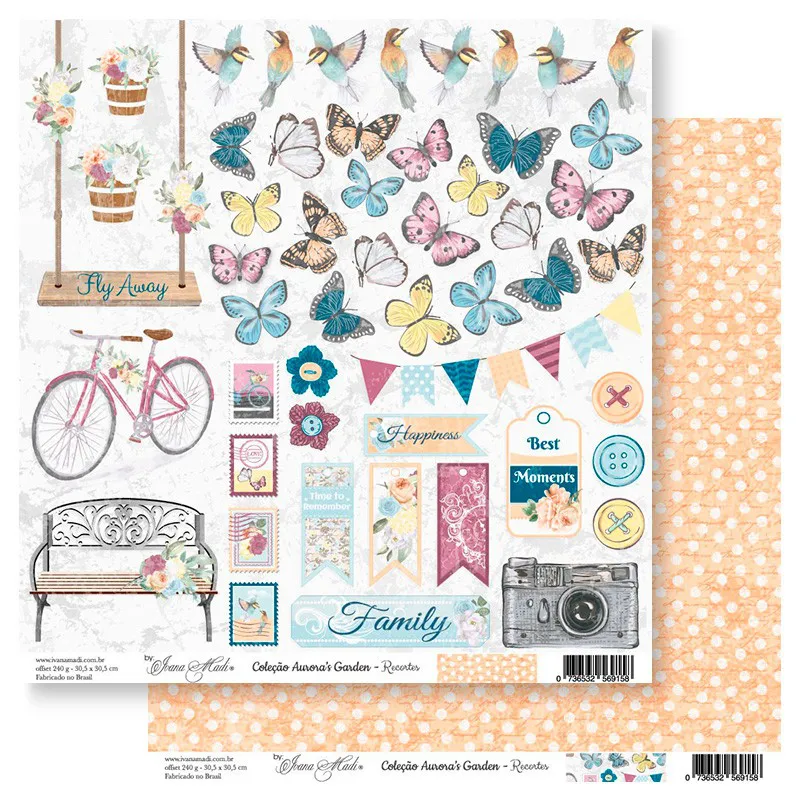 Papel scrap Coleção Aurora's Garden - Recortes