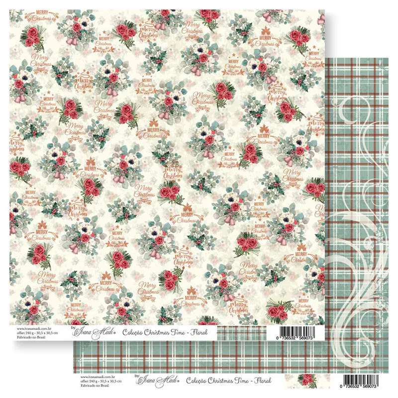 Papel scrap Coleção Christmas Time - Floral