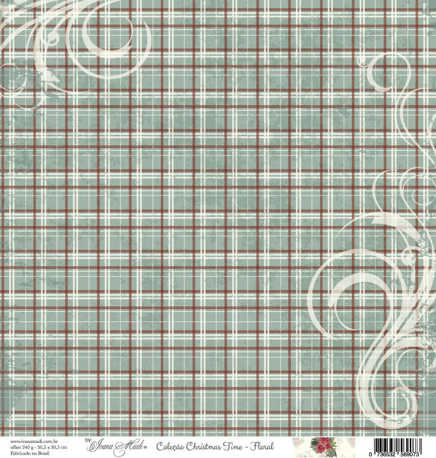 Papel scrap Coleção Christmas Time - Floral - Imagem 3