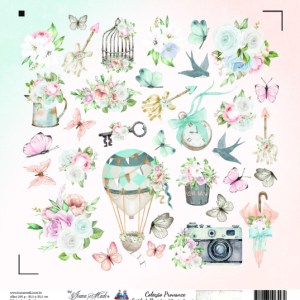 Papel Scrap - Coleção Provence - Silhouette e Tesourette - Cartela de Elementos