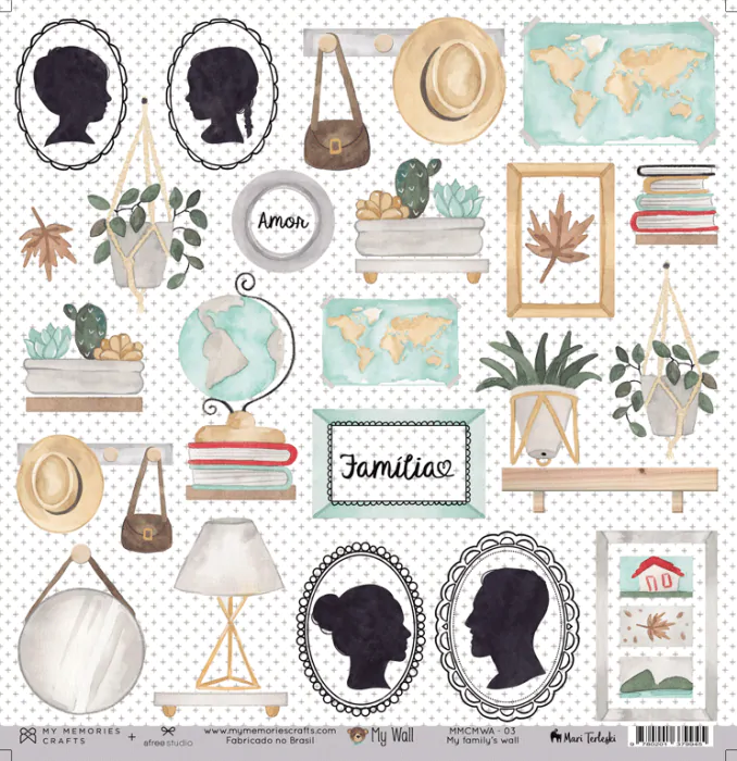 Papel Scrap - Coleção My Wall - Mari Terleski - MMCMWA-03 - My Family's Wall - Imagem 2