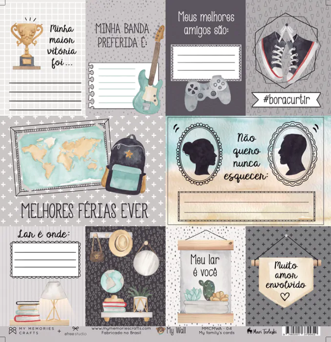 Papel Scrap - Coleção My Wall - Mari Terleski - MMCMWA-04 - My Family's Cards - Imagem 2