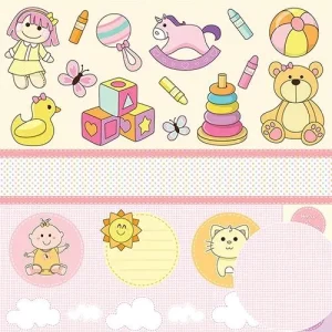 Papel Scrap - Coleção Minha Menina - Brinquedos